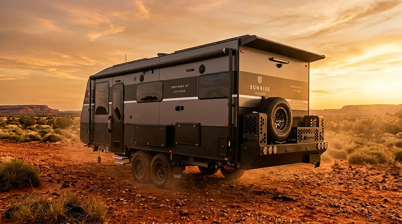 Sunrise off road caravan touring the Queensland outback, for sale in Brisbane